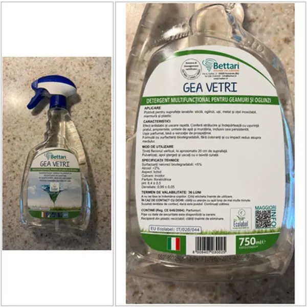 Gea Vetri-Soluție pentru curățarea geamurilor cu pulverizator Produs Verde 750ml