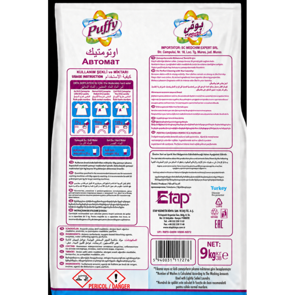 Puffy-Detergent pentru mașina de spălat rufe automată , 9kg
